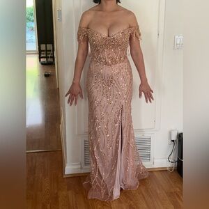 Stunning Off-Shoulder Sequin Gown